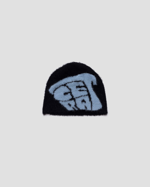 BLACK & BLUE FLUFFY BEANIE