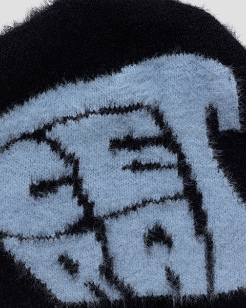 BLACK & BLUE FLUFFY BEANIE